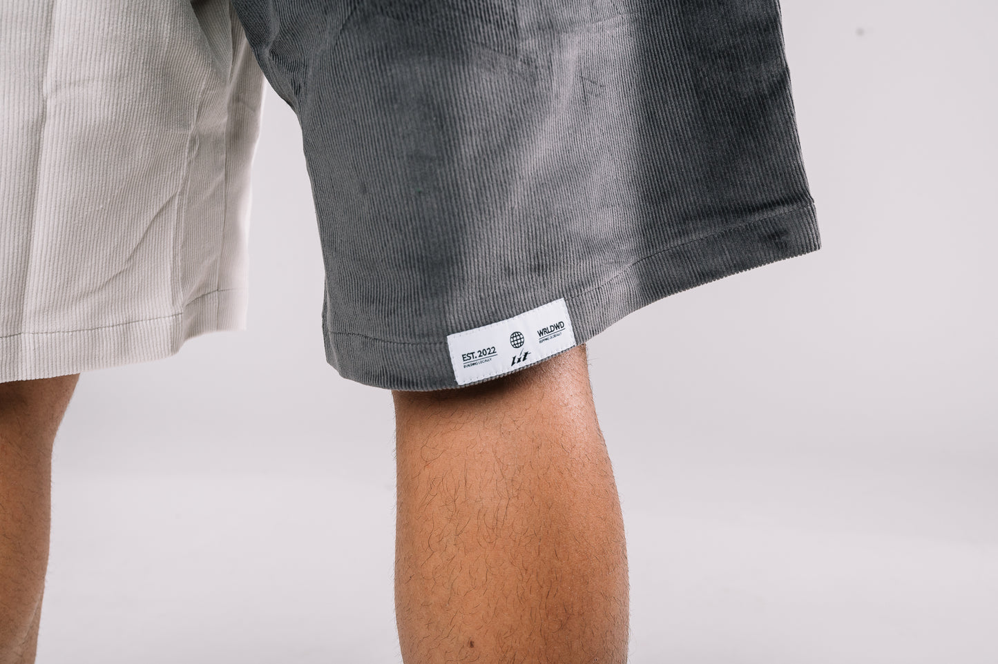 Beige - Charcoal Corduroy Signature Shorts