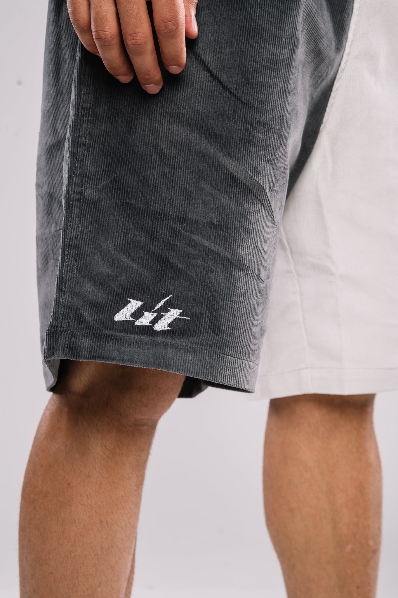 Beige - Charcoal Corduroy Signature Shorts