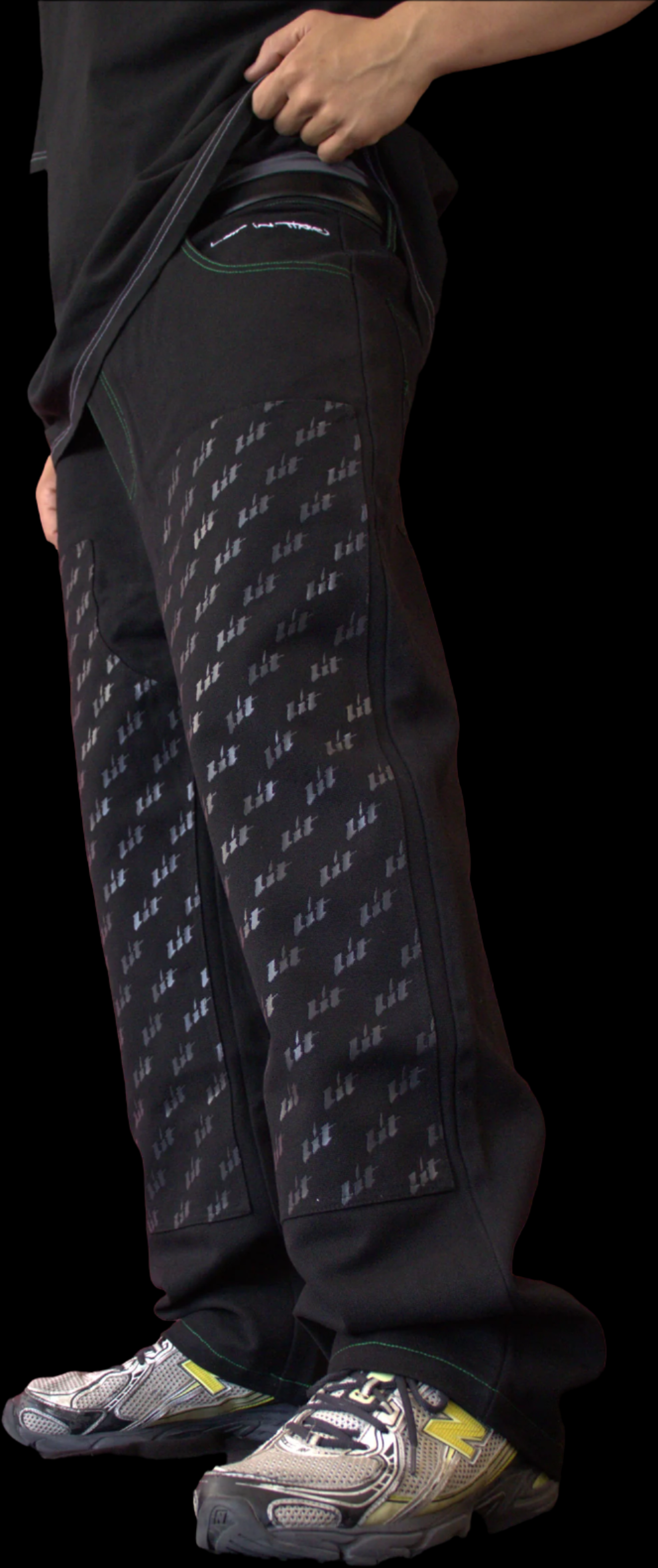 Double Knee Panted Black Pants