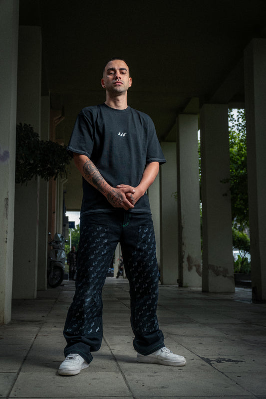 Double Knee Panted Black Pants